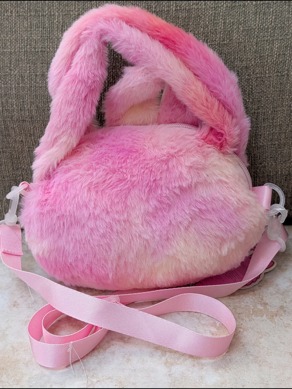 Danbar Pink Bunny Plush Crossbody Bag New
